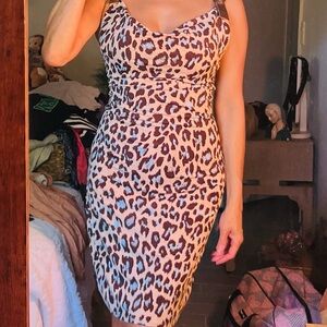 Arden B Tan Blue & Black Sweetheart Bodycon Midi Dress S